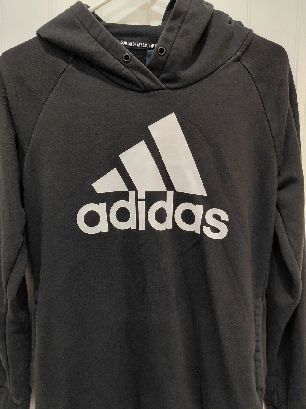 adidas Black Hoodie with White Logo ###0848 - Picture 2 of 9
